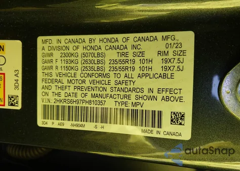 2023 Honda Cr-V Hybrid Sport Touring z USA, uszkodzony, nr VIN 2HKRS6H97PH810357